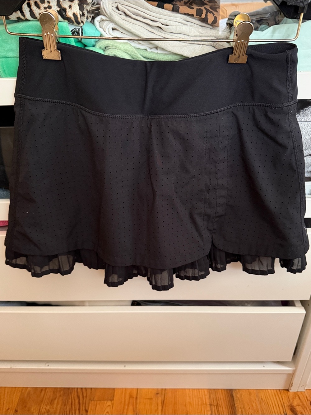 Black Athletic Skort/Skirt  with Ruffled Hem